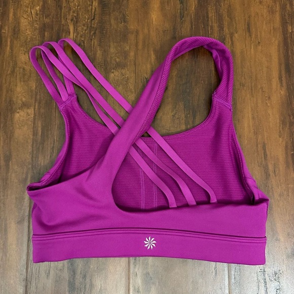 ATHLETA Crossback Sports Bra in Purple Elastic Hem - Picture 2 of 6